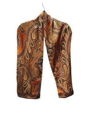 STUNNING Copper ombre to brown two  100% silk charmeuse Classic paisley scarf